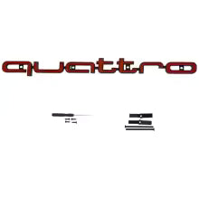 Audi Quattro Emblem | 3D ABS Front Grille Car Badge - Silver Black