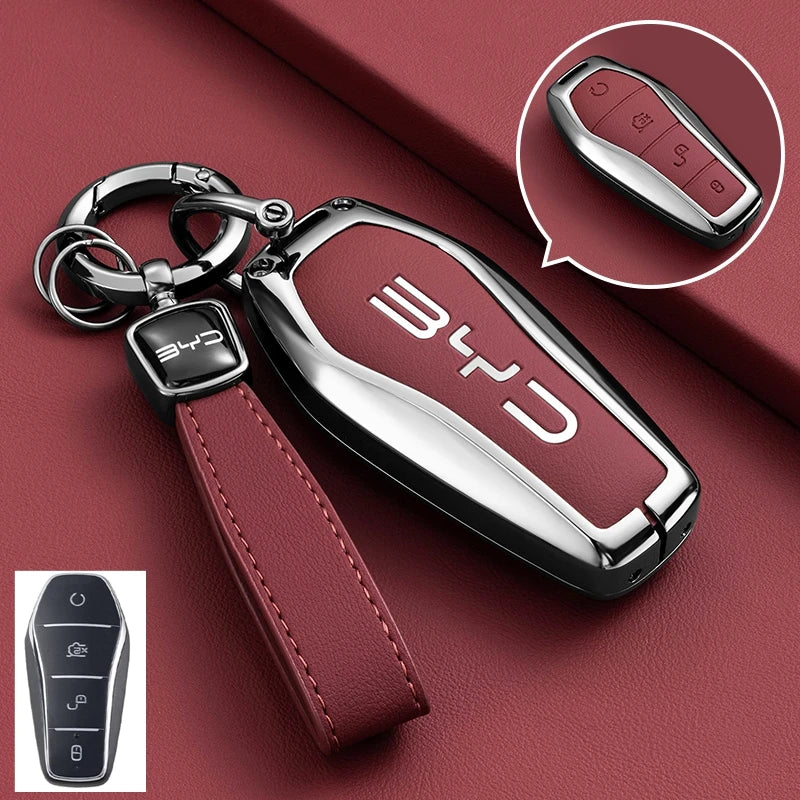 Leather Key Case Cover for BYD Song Plus Qin Han Tang Atto Dolphin