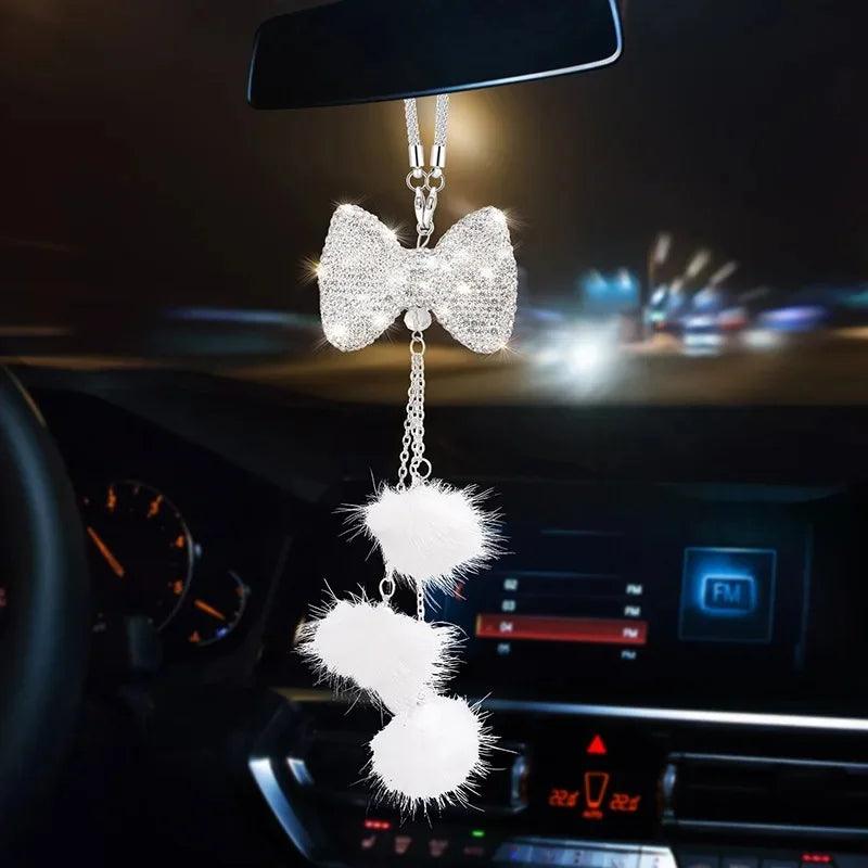 Diamond Crystal Bowknot Car Rearview Mirror Pendant Ornament