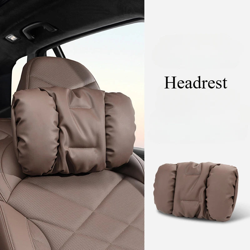 Bubble Cotton Car Headrest and Waist Cushion Set with Anti-Stain Leather
