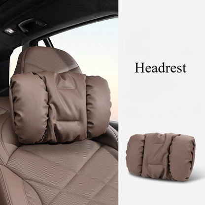 Bubble Cotton Car Headrest and Waist Cushion Set with Anti-Stain Leather