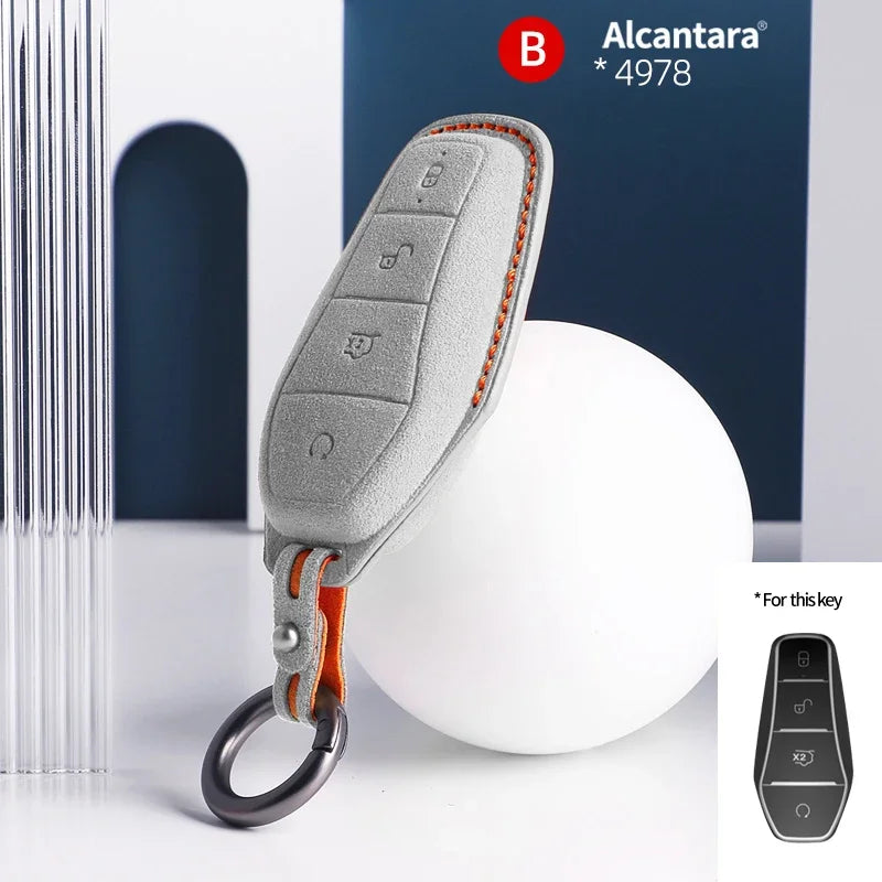 BYD Car Key Case Suede Leather Cover for Han EV Qin Song Atto 3