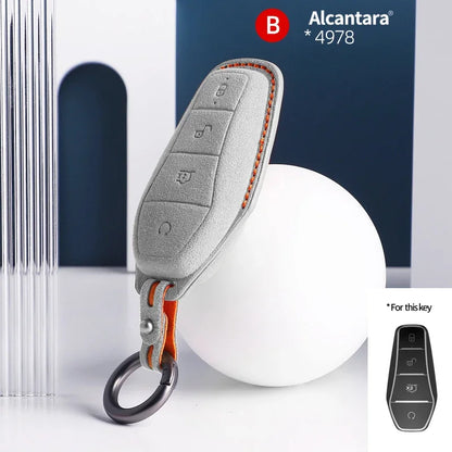 BYD Car Key Case Suede Leather Cover for Han EV Qin Song Atto 3