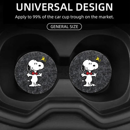 Snoopy Felt Car Cup Holder Coasters - Anti-Slip Universal Pads
