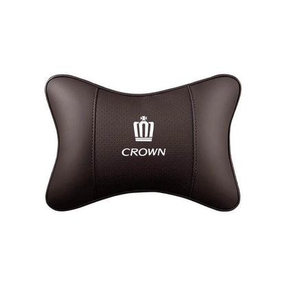 Toyota Crown Leather Car Headrest Neck Pillow - TZ-Mocha brown