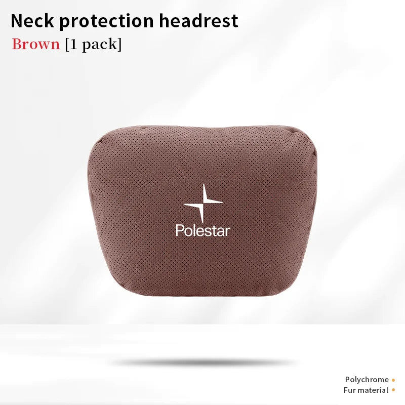 Polestar Car Headrest Neck & Lumbar Support Cushion - Brown-Headrest