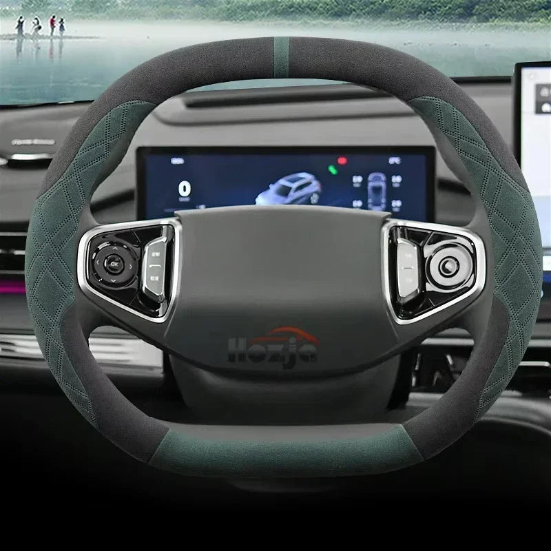 Suede Leather Steering Wheel Cover for Geely Preface Starray Cityray
