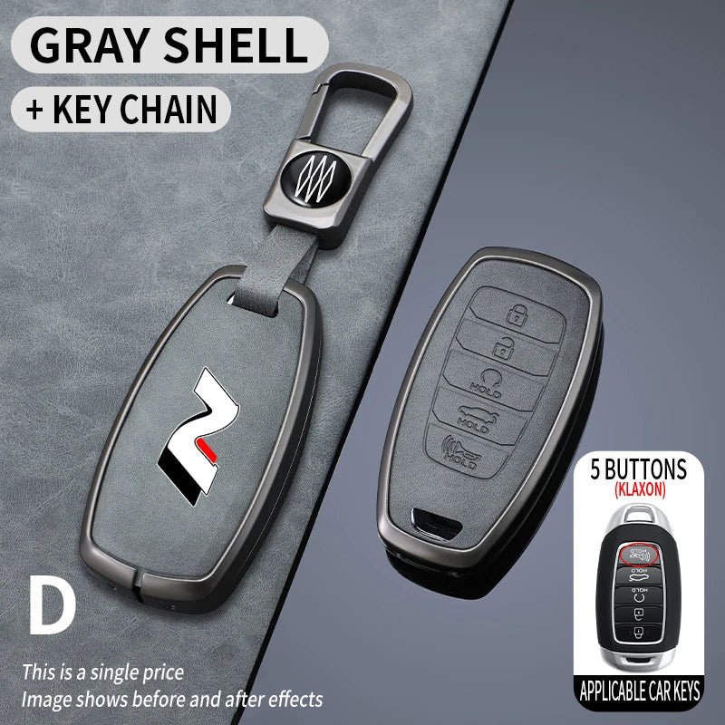 Metal Leather Car Key Case for Hyundai I30 Ix35 Kona Encino Solaris