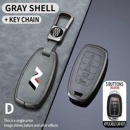Metal Leather Car Key Case for Hyundai I30 Ix35 Kona Encino Solaris