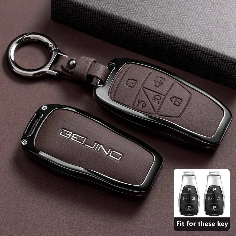 BAIC Leather Key Case - Style10-Brown-1PC