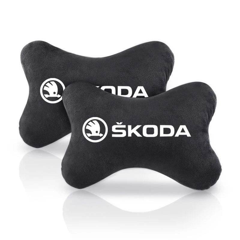 Skoda Neck Pillow and Seat Belt Pad - Seat Belt Cover-2pc