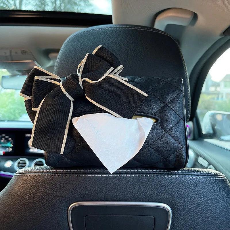 Leather Flower Car Tissue Holder Headrest Hanging Box Auto Seat