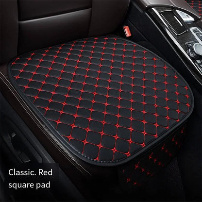 Leather Car Seat Cover – Wear-Resistant, Universal Four Seasons Cushion - 1pc Black and red