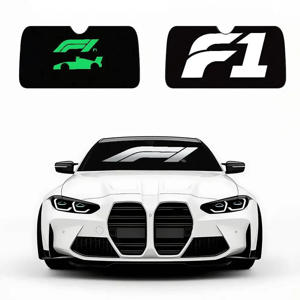 F1 Racing Pattern Universal Car Windshield Sunshade Folding Visor - A