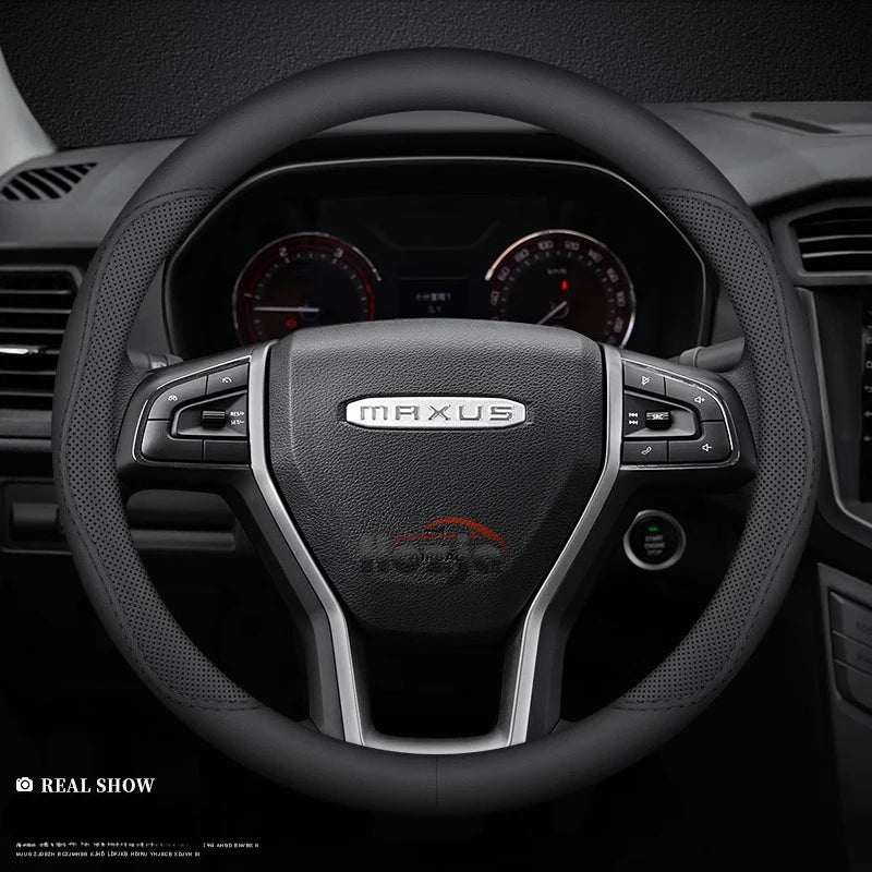 LDV Maxus Perforated Leather Steering Wheel Cover - Round Shape / Black Line
