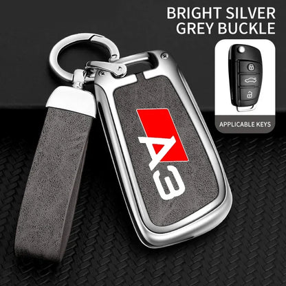 Zinc Alloy Leather Car Key Case Cover For Audi A3 S3 RS3 Keychain