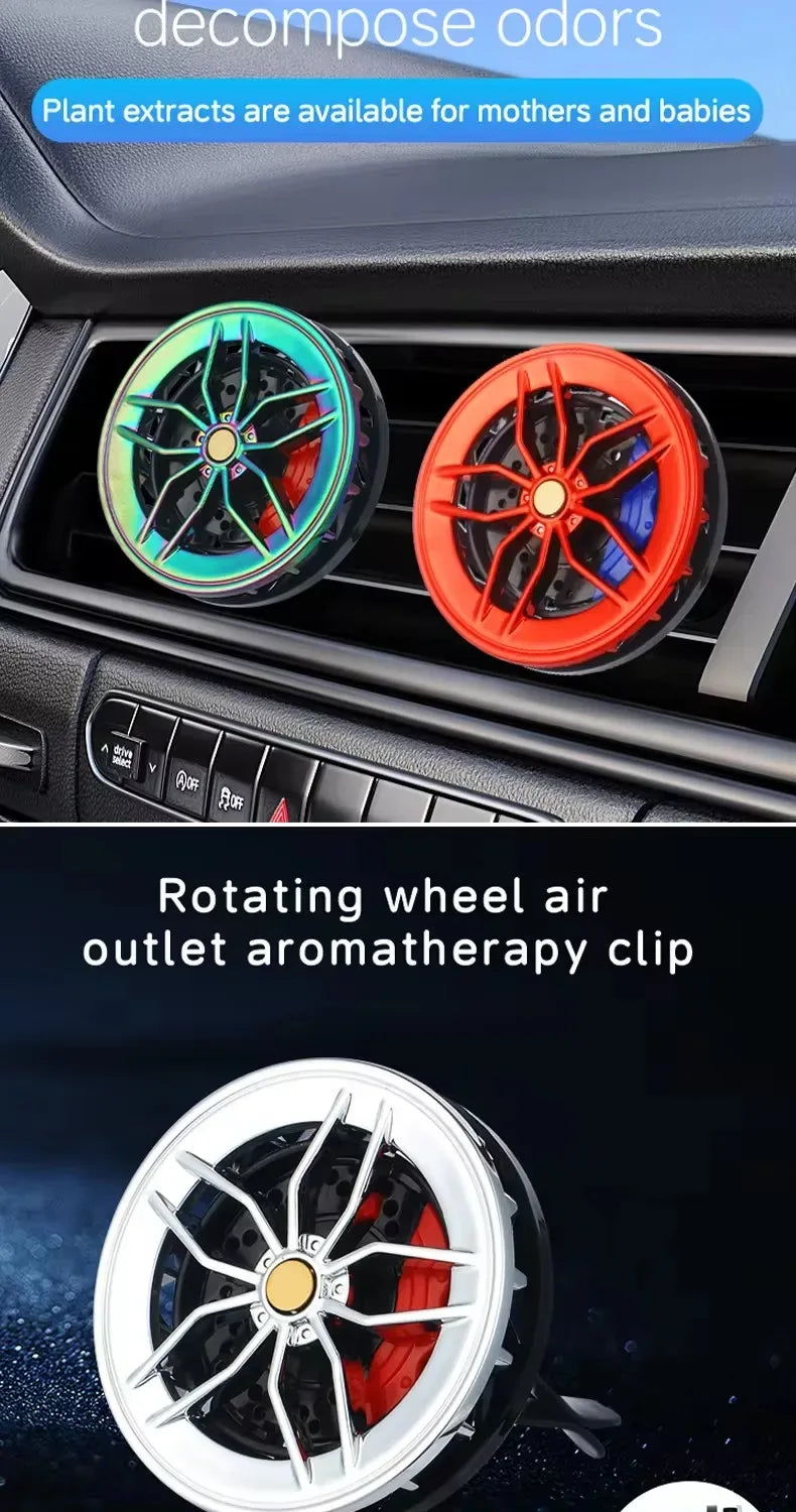 Rotatable Wheel Hub Car Air Freshener Vent Clip - Red