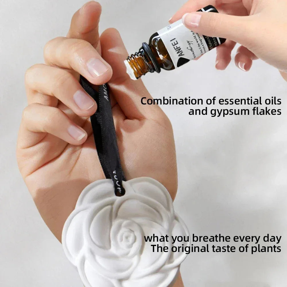 White Flower Hanging Car Air Freshener Perfume - A