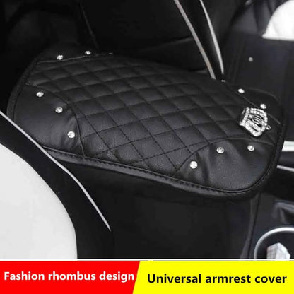 Diamond Crown Leather Car Armrest Cushion Universal Console Cover