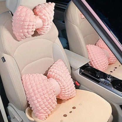 Pink Soft Car Neck Pillow & Lumbar Support Set