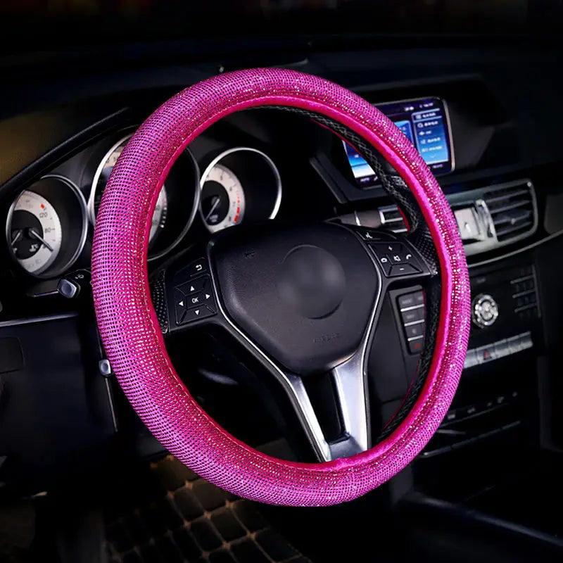 38cm Rhinestone Steering Wheel Cover O-Type Diamond Bling M Size