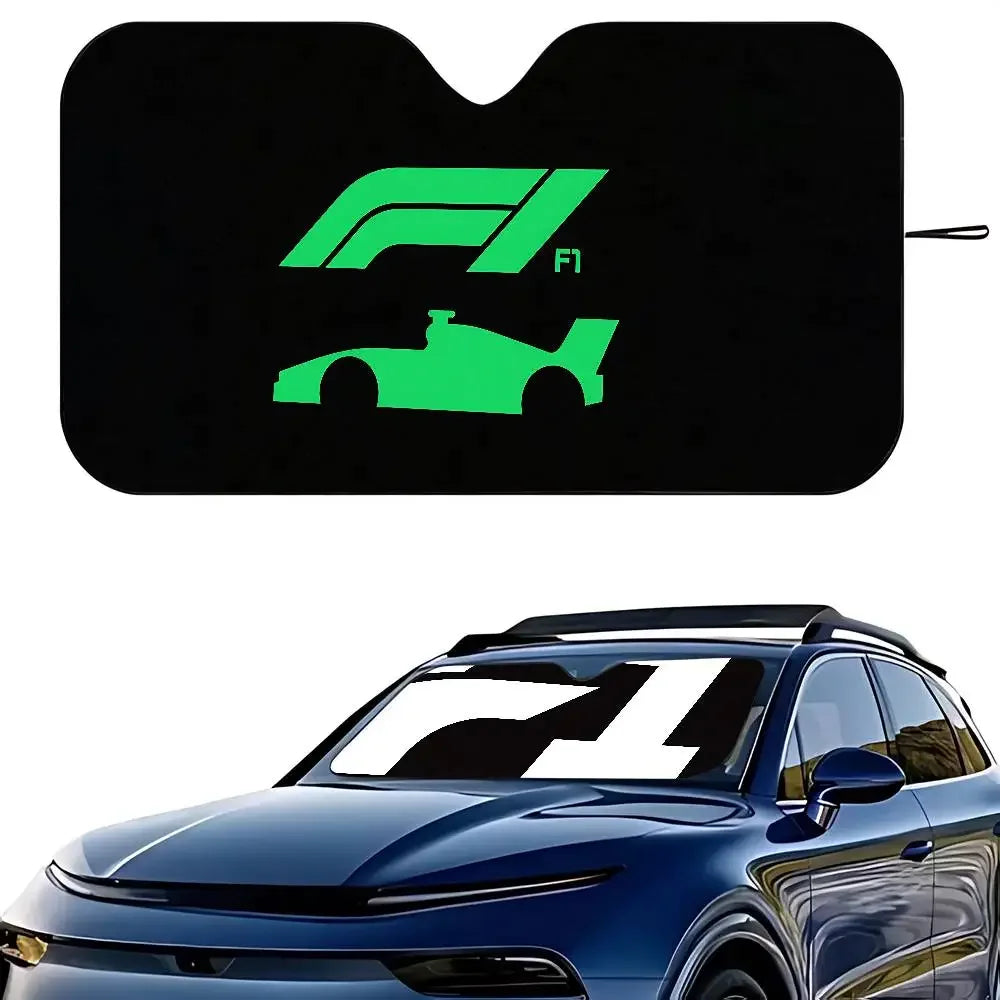 F1 Racing Pattern Universal Car Windshield Sunshade Folding Visor - A