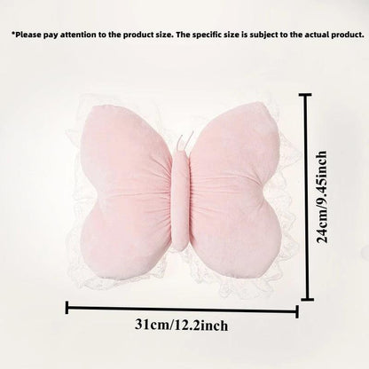 Plush Bow Lace Car Headrest Pillow - Soft Neck Support Cushion