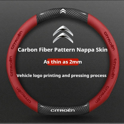 Citroen Leather Steering Wheel Cover - Type D Red A