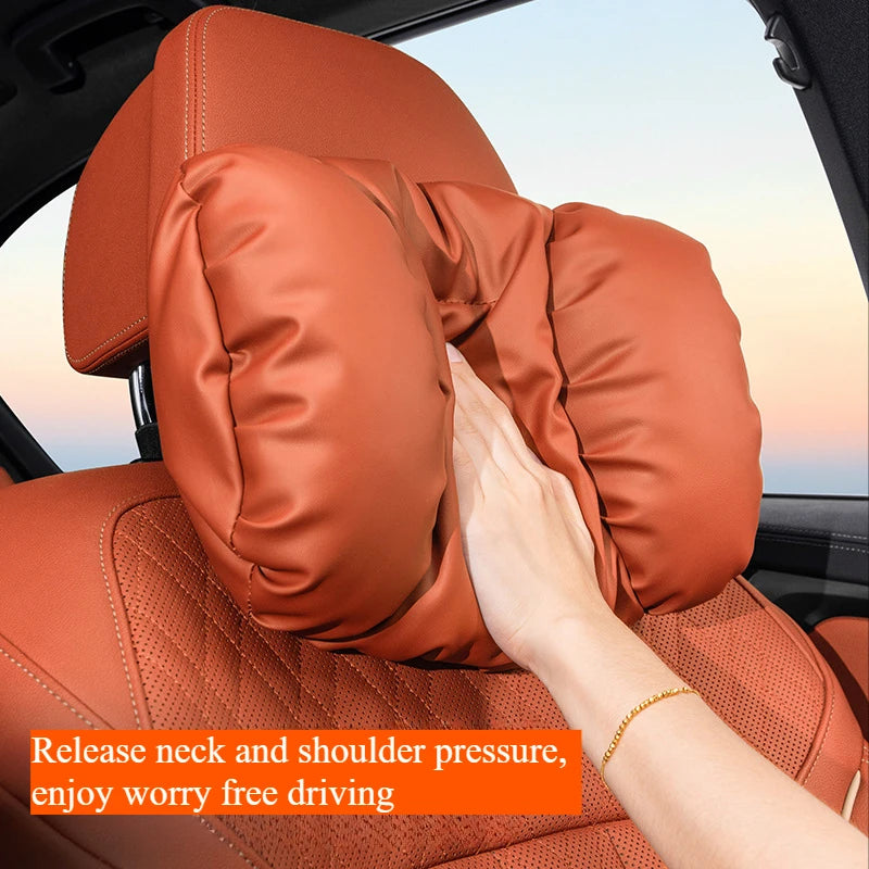 Bubble Cotton Car Headrest and Waist Cushion Set with Anti-Stain Leather