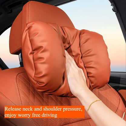 Bubble Cotton Car Headrest and Waist Cushion Set with Anti-Stain Leather