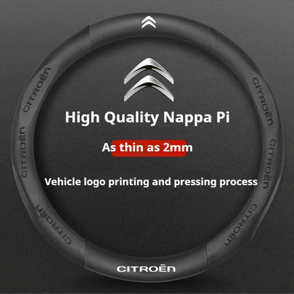 Citroen Leather Steering Wheel Cover - Round Black E