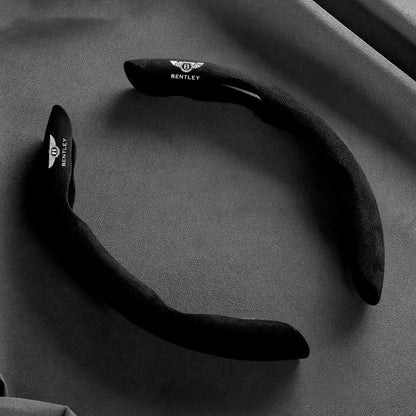 Bentley Suede Steering Wheel Cover Set - Round Shape / 2-Piece Set / Black