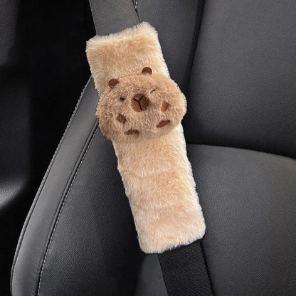 Capybara Plush Car Seat Belt Cover Universal Auto Safety Shoulder Pad