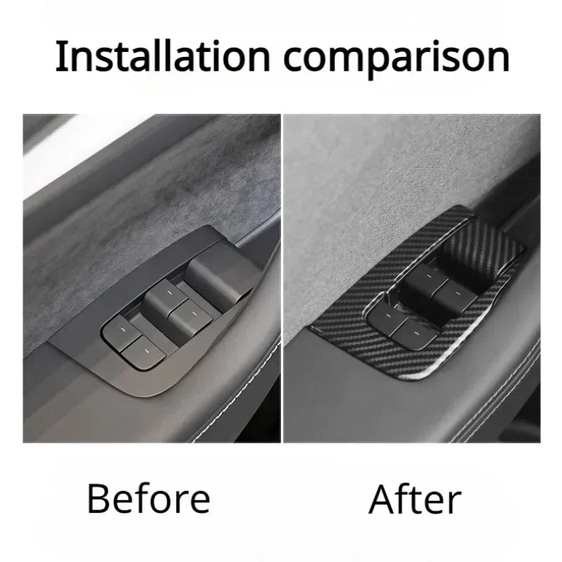 Tesla Model Y/3/3+ Highland Window Switch Button Covers – Trim Frame Stickers (2017–2024) - Matte Carbon New M3