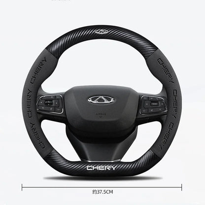 Buckskin Carbon Fiber Steering Wheel Cover for Chery Tiggo 7 8 Pro