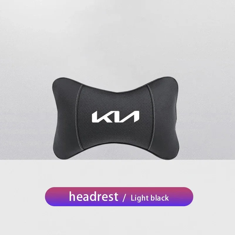 KIA Car Headrest & Lumber Support Pillow - Black Headrest