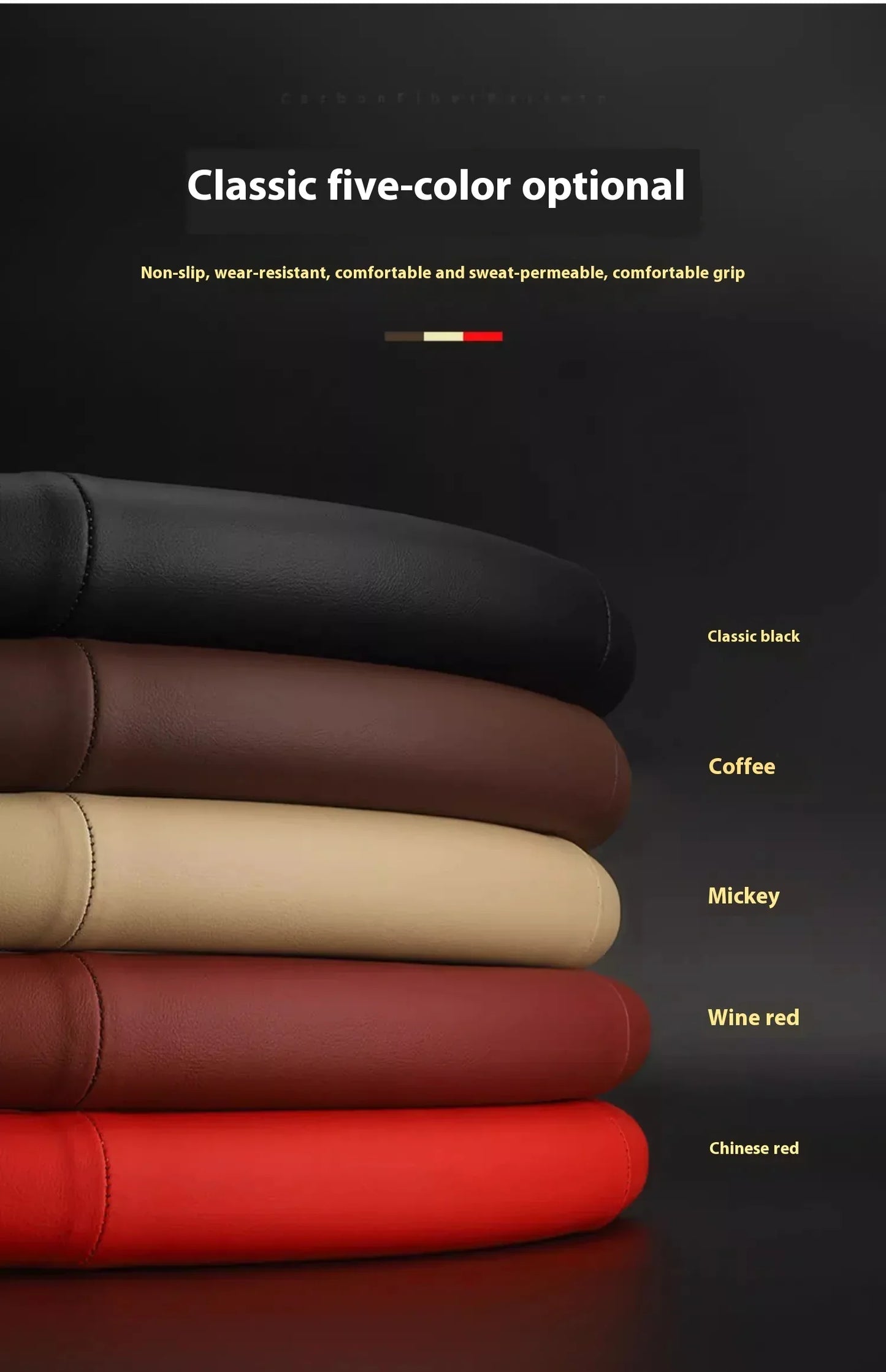 Infiniti Carbon Fiber Leather Steering Wheel Cover - O Leather Red