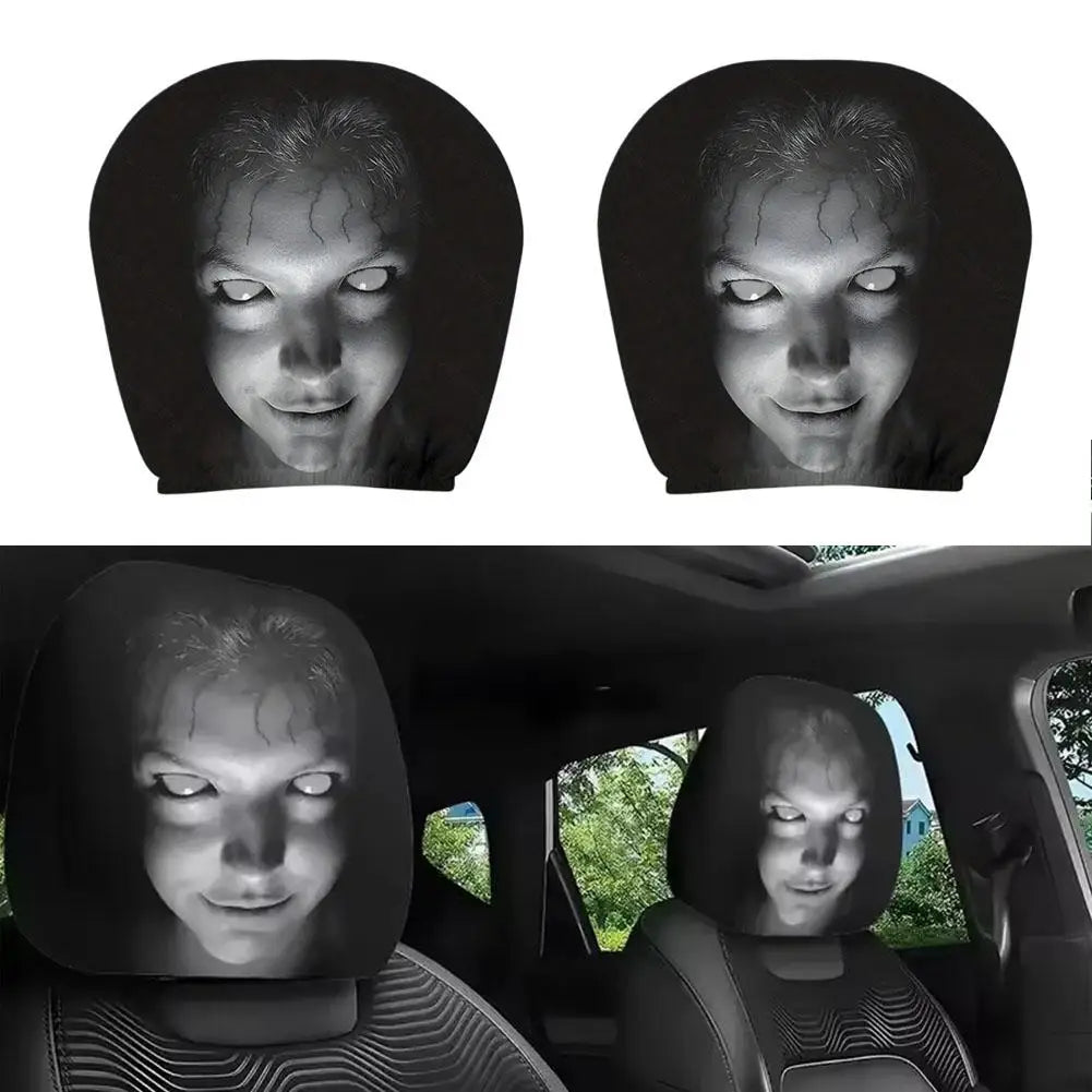 Horror Design Car Headrest Covers 2-Pack Universal Breathable Elastic Fit
