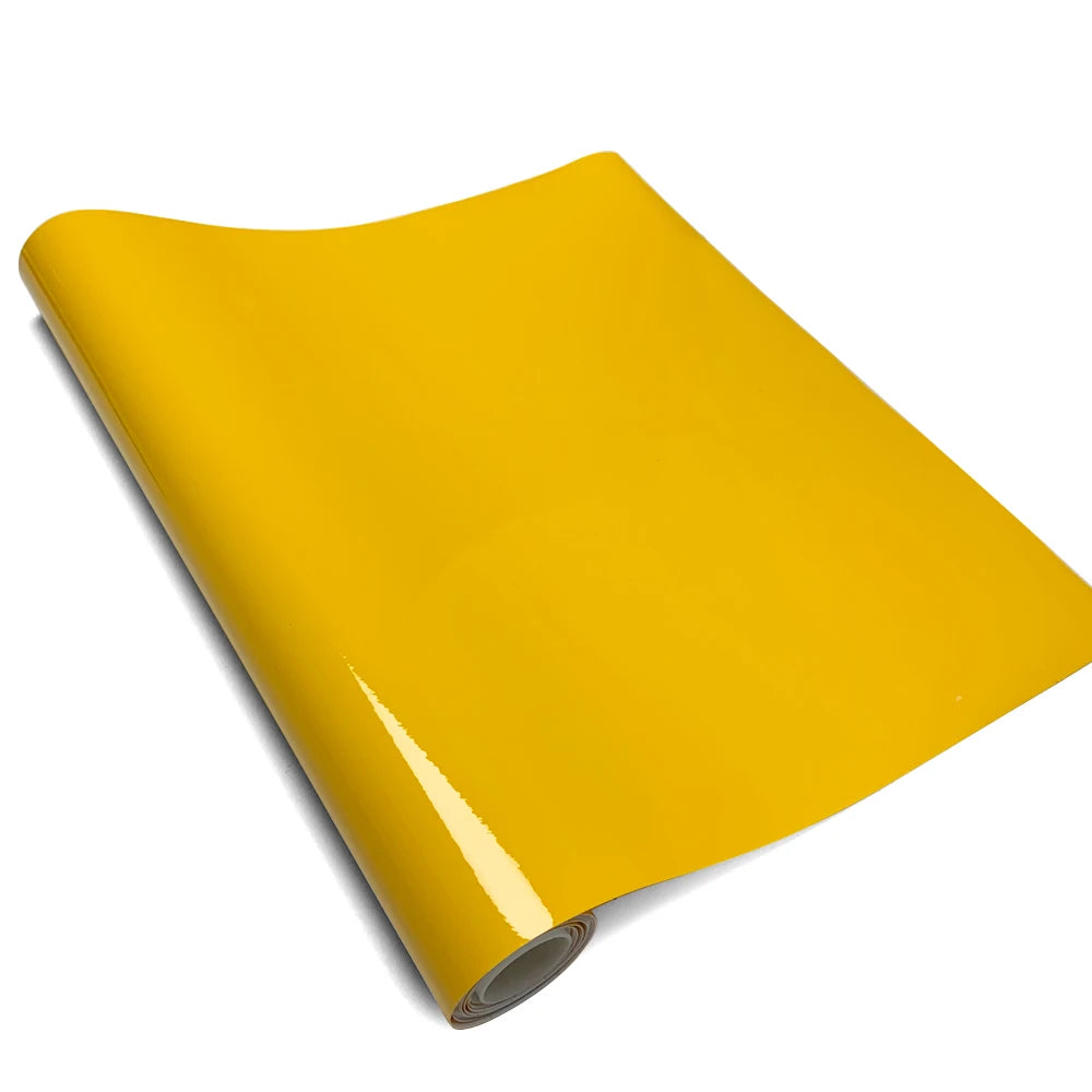 Glossy Yellow Vinyl Car Wrap Film — Waterproof Self-Adhesive