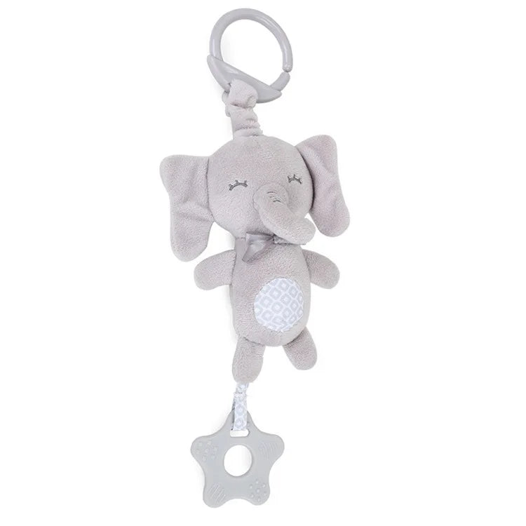 Baby Hanging Rattle Toy – Rainbow Plush Mobile for Stroller & Crib - Elephant