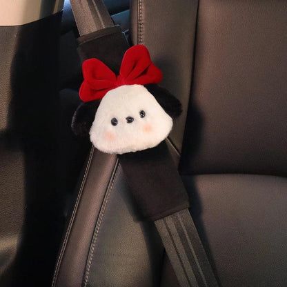 Cartoon Bow Dog Seatbelt Cover Cushion Pad - Kids Ladies Auto Safety