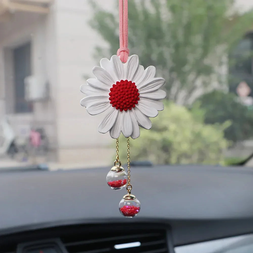 Daisy Car Rearview Mirror Pendant – Cute Floral Hanging Ornament
