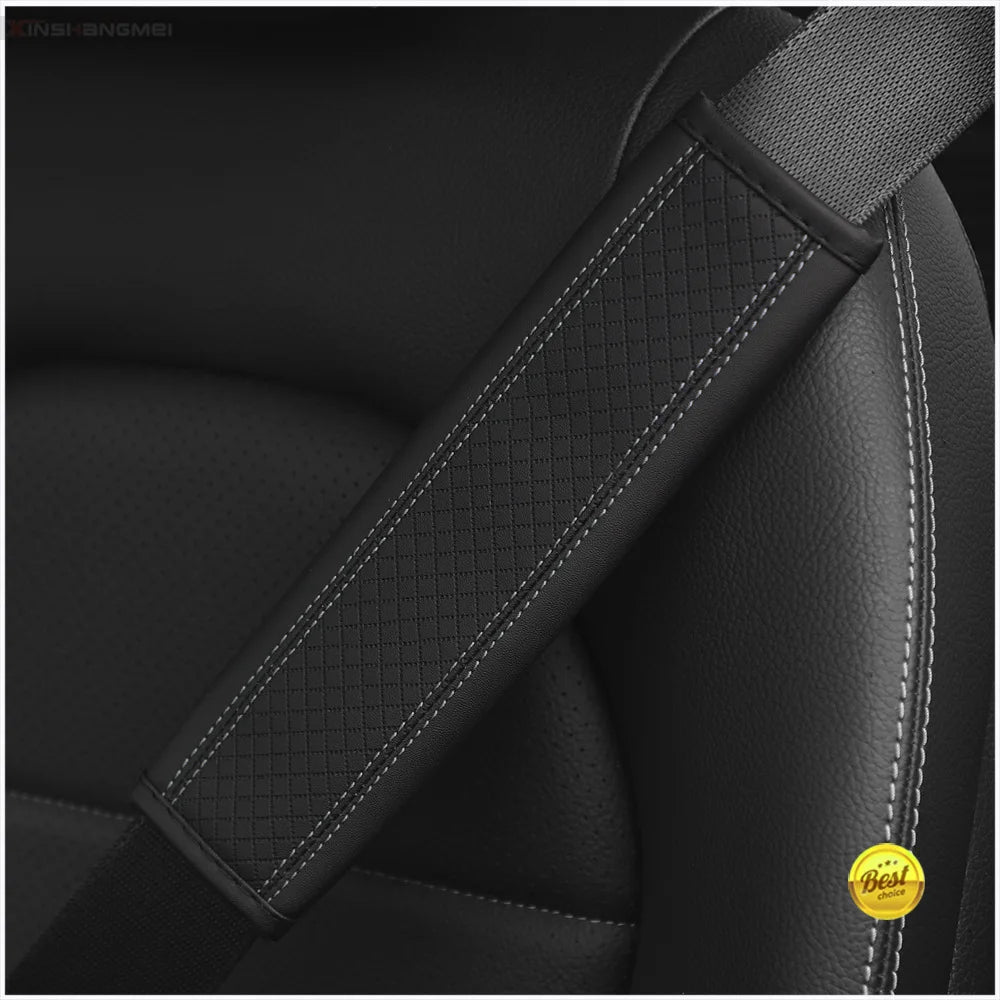 Leather Seat Belt Shoulder Pads – Breathable Safety Covers & Cushion Protection - 1