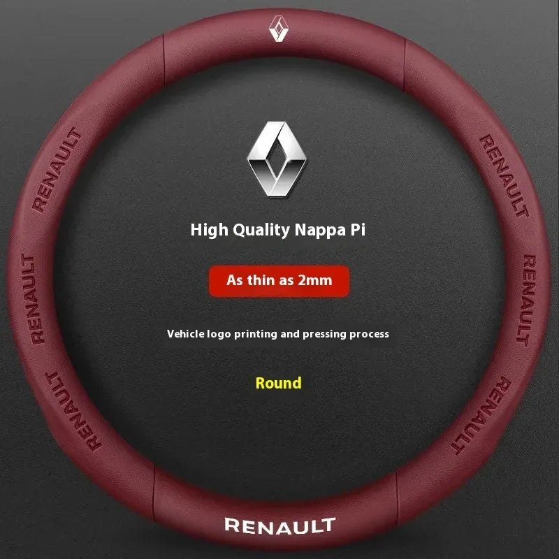 Renault Carbon Fiber Steering Wheel Cover - O Leather Wine Red