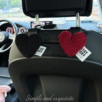Retro Red Heart Car Trash Bin - Leather Headrest Hanging Organizer