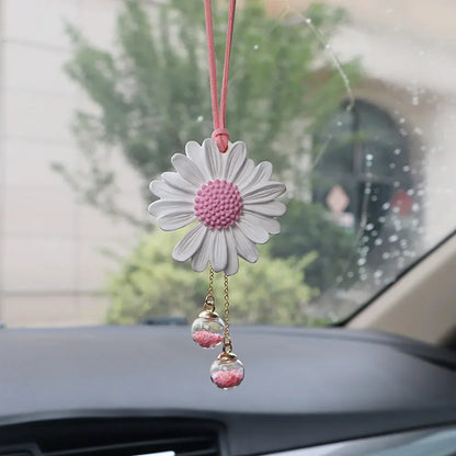 Daisy Car Rearview Mirror Pendant – Cute Floral Hanging Ornament