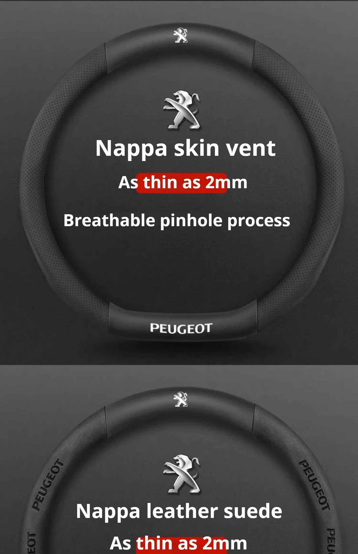 Peugeot Leather Steering Wheel Cover - D Type Black A