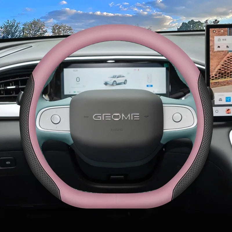 Geely EX2 Nappa Leather Steering Wheel Cover – 34 cm - Pink Black