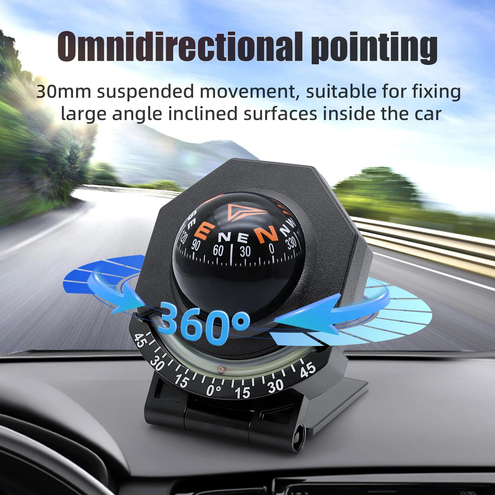 Universal Dashboard Compass with Slope Meter