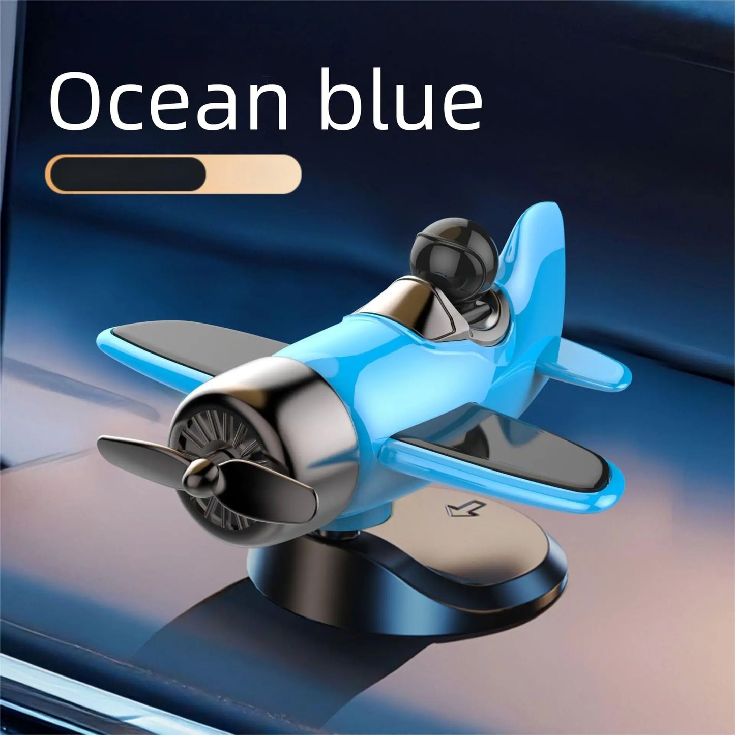 Solar Rotating Aeroplane Dashboard Ornament - blue 1pc